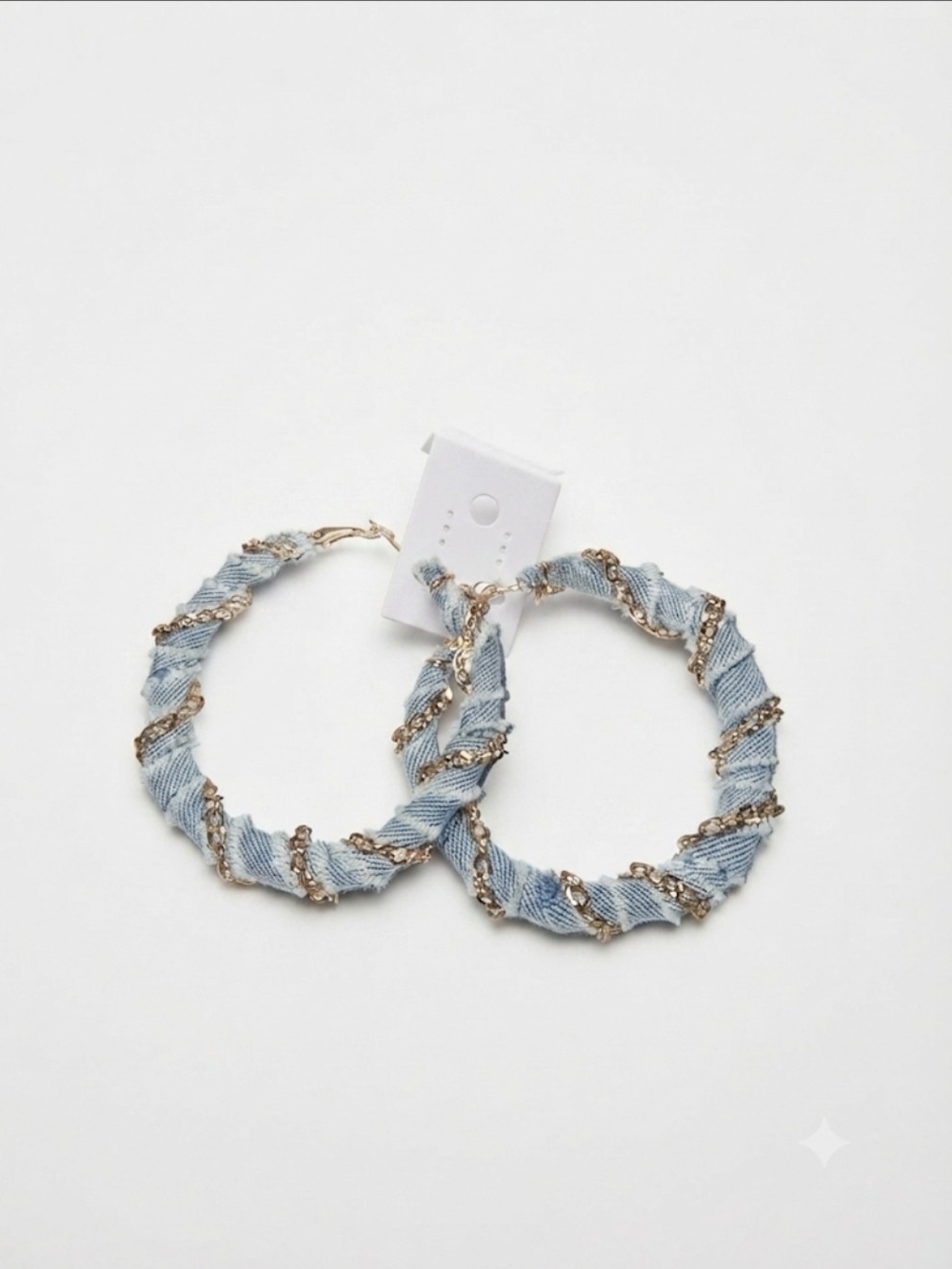 Light Blue Denim & Gold-Tone Twisted Hoop Earrings